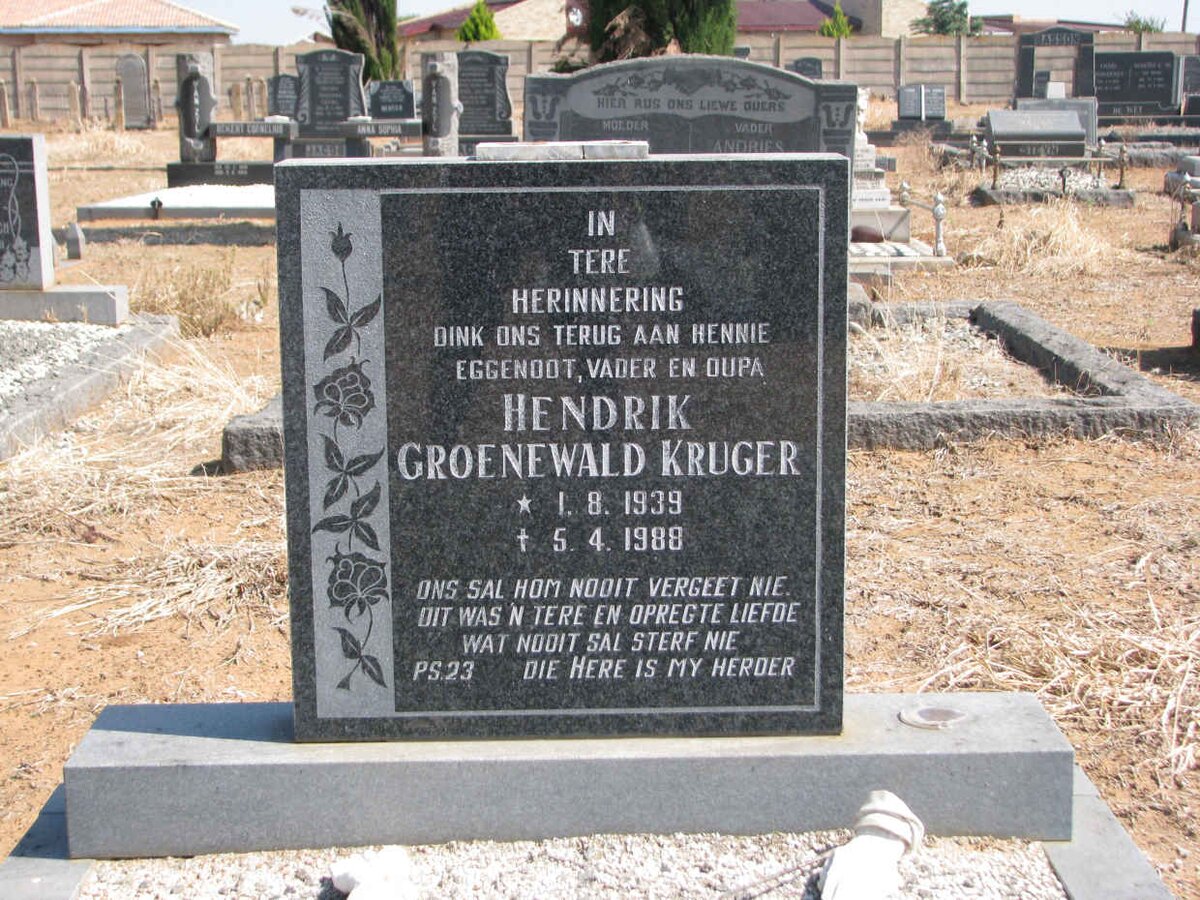 KRUGER Hendrik Groenewald 1939-1988