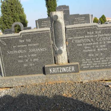 KRITZINGER Stephanus Johannes 1890-1966 &amp; Christina Cornelia voorheen WINTER nee LOMBAARD 1885-1970
