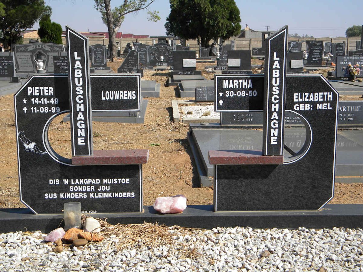 LABUSCHAGNE Pieter Louwrens 1949-1999 &amp; Martha Elizabeth NEL 1950-