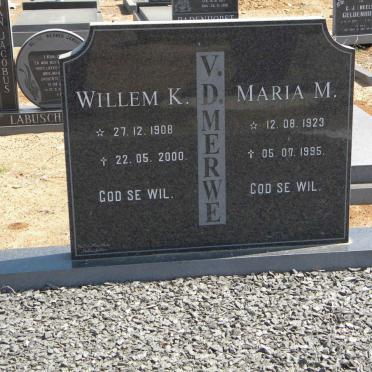 MERWE Willem K., v.d. 1908-2000 &amp; Maria M. 1923-1995