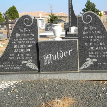 MULDER Diederick Jacobus 1892-1973 &amp; Christina Johanna 1891-1993
