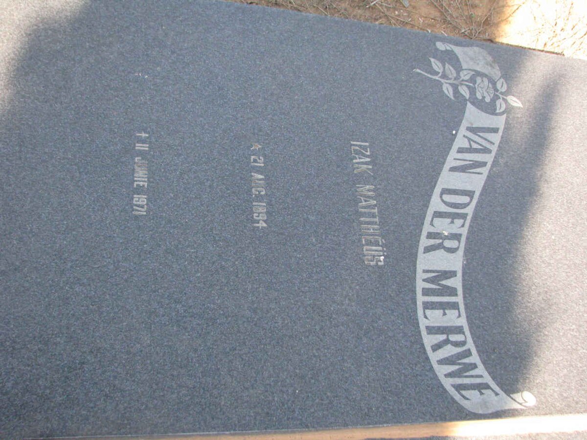 MERWE Izak Matthéüs, van der 1894-1971