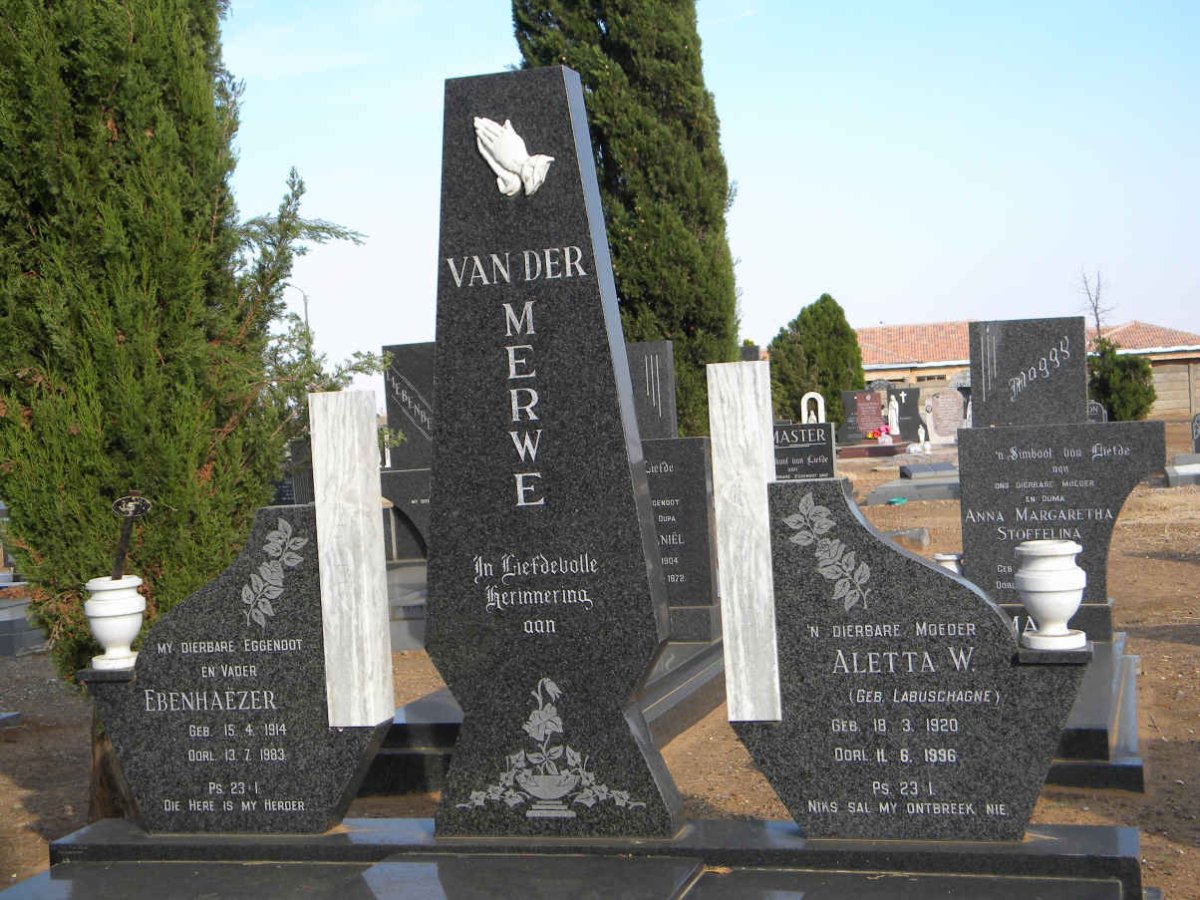 MERWE Ebenhaëser, van der 1914-1983 &amp; Aletta W. LABUSCHAGNE 1920-1996