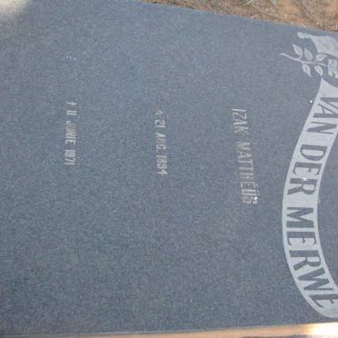 MERWE Izak Matthéüs, van der 1894-1971