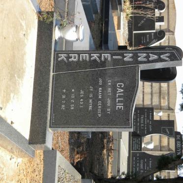 NIEKERK Callie, van 1959-1982