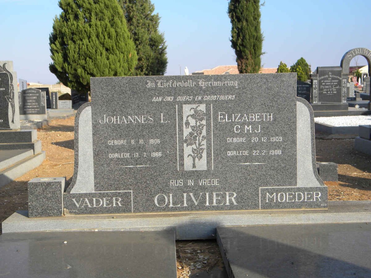 OLIVIER Johannes L. 1906-1966 &amp; Elizabeth C.M.J. 1909-1988