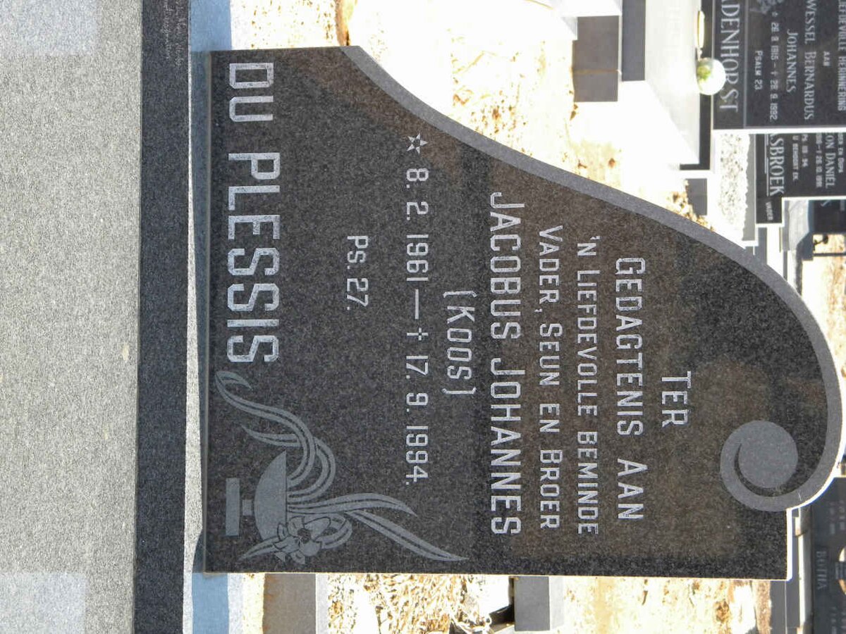 PLESSIS Jacobus Johannes, du 1961-1994