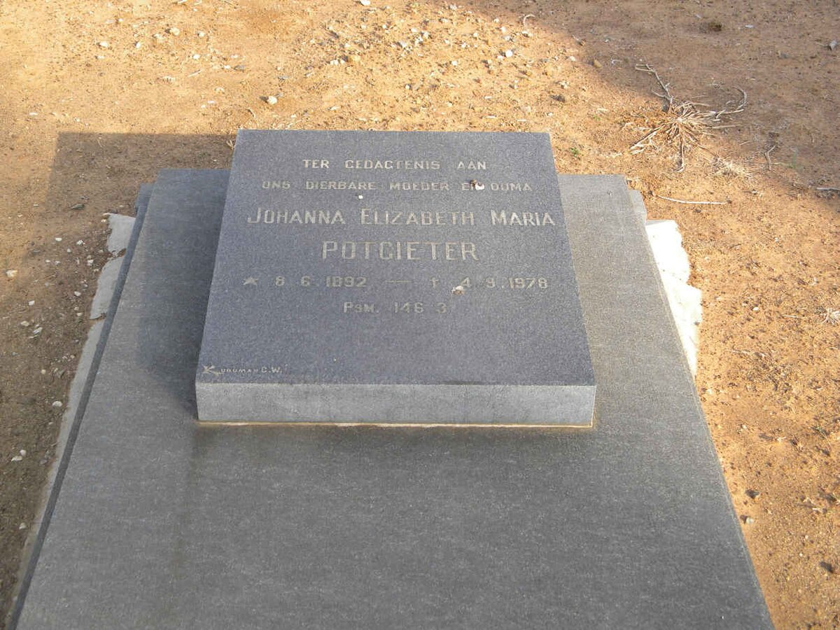 POTGIETER Johanna Elizabeth Maria 1892-1978