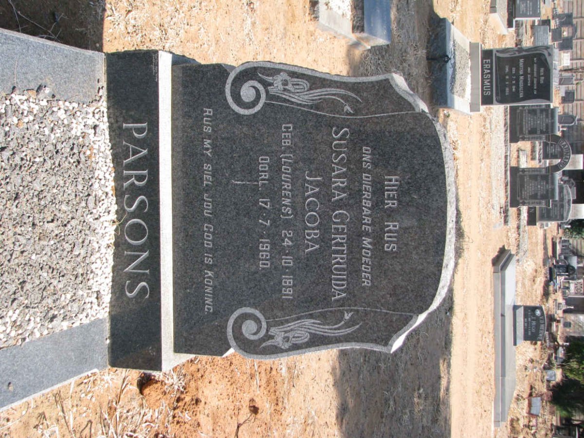 PARSONS Susara Gertruida Jacoba nee LOURENS 1891-1960