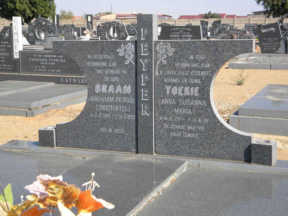 PEYPER Abraham Petrus Christoffel 1925-1993 &amp; Anna Susanna Maria 1929-1988