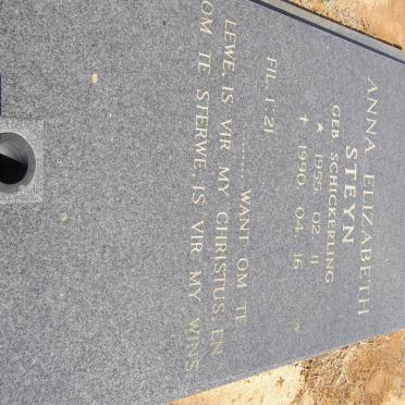 STEYN Anna Elizabeth nee SCHICKERLING 1955-1990