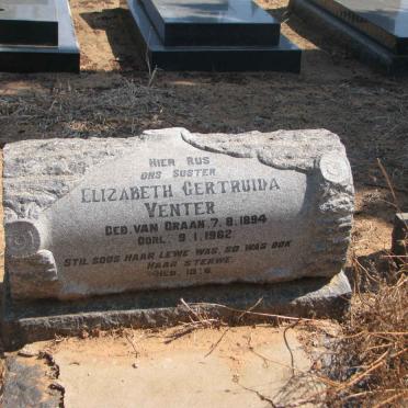 VENTER Elizabeth Gertruida nee VAN GRAAN 1894-1962