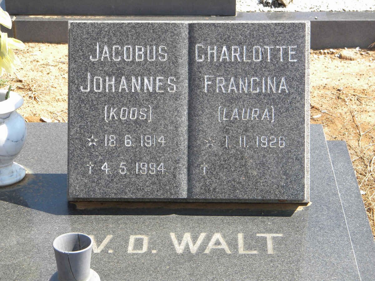 WALT Jacobus Johannes, v.d. 1914-1994 &amp; Charlotte Francina 1926-