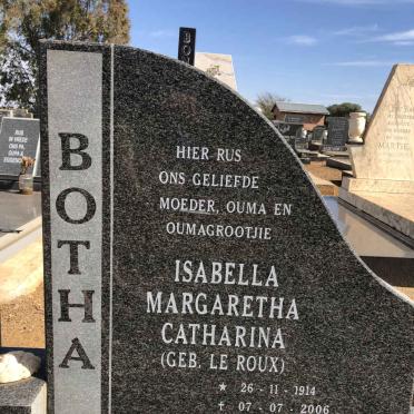 BOTHA Isabella Margaretha Catharina nee LE ROUX 1914-2006