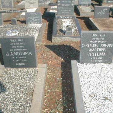BOTHMA J.A. 1896-1969 &amp; Gertruida Johanna Marthina  1909-1985
