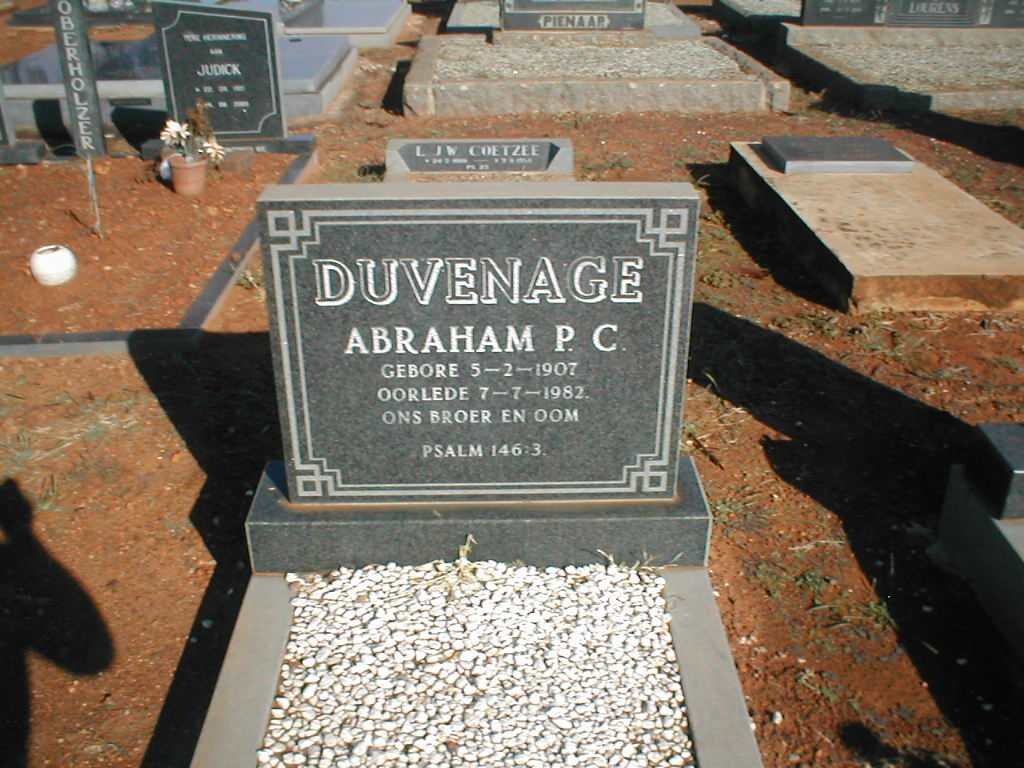 DUVENAGE  Abraham P.C. 1907-1982