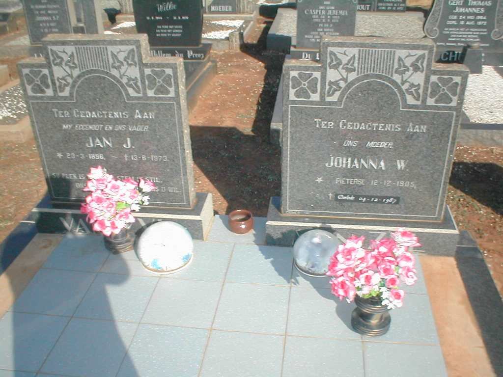 ZYL Jan J. 1896-1973, van &amp; Johanna W. PIETERSE 1905-1987