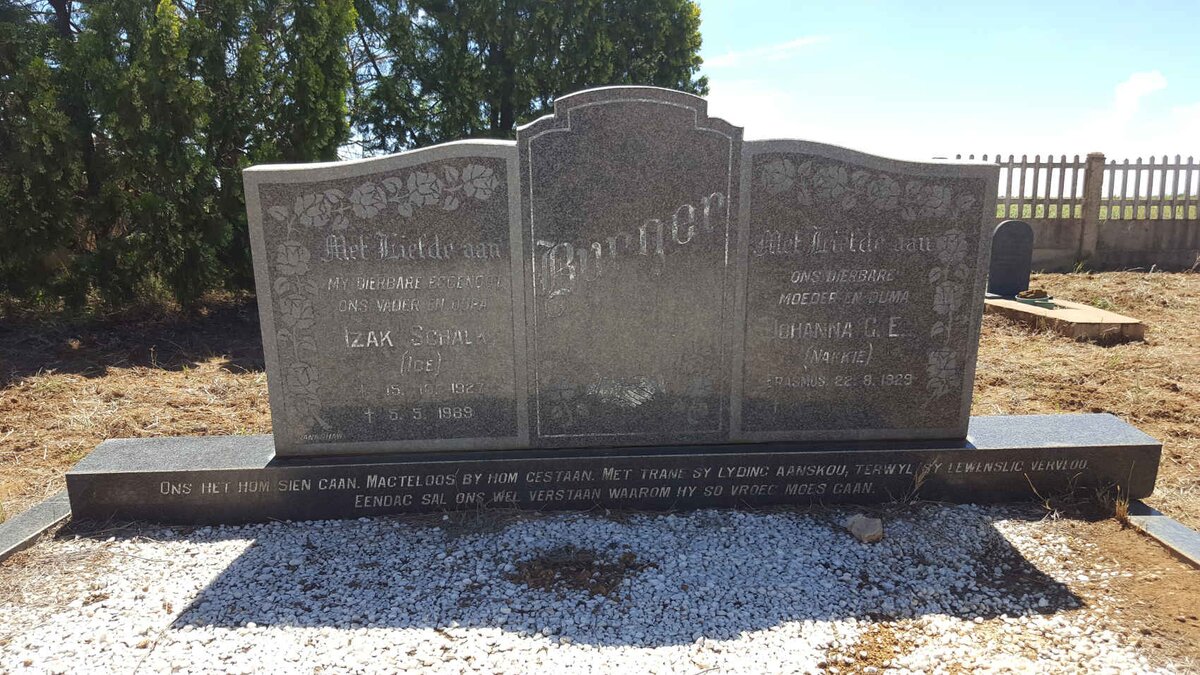 BURGER Izak Schalk 1927-1989 &amp; Johanna G.E. ERASMUS 1929-