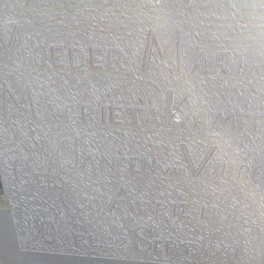 KAMFFER Maria Magrieta nee JANSEN VAN VUUREN 1856-1931