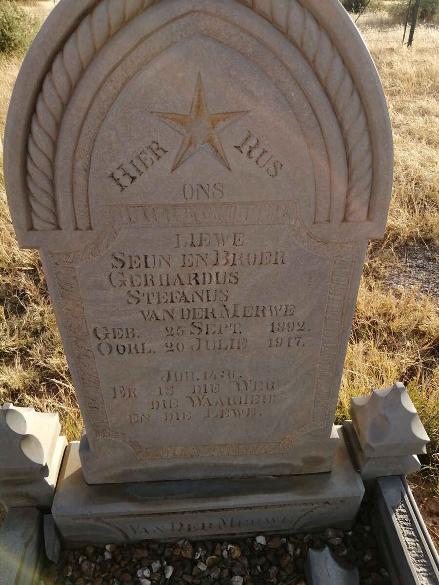 MERWE Gerhardus Stefanus, van der 1892-1917