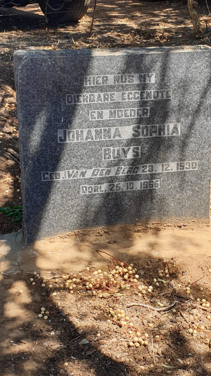 BUYS Johanna Sophia nee VAN DEN BERG 1930-1965