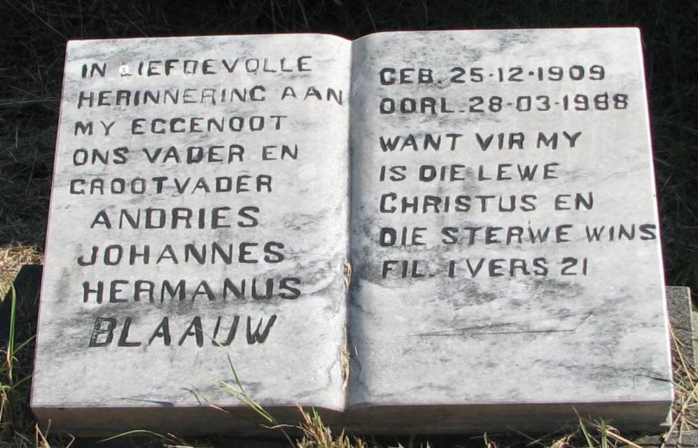 BLAAUW Andries Johannes Hermanus 1909-1988