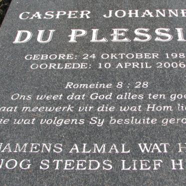 PLESSIS Casper Johannes, du 1985-2006