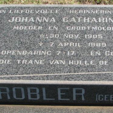 GROBLER Johanna Catharina nee van ZYL 1905-1989