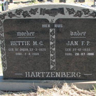 HARTZENBERG Jan F.P. 1922-1986 &amp; Hettie M.G. de JAGER 1925-1968