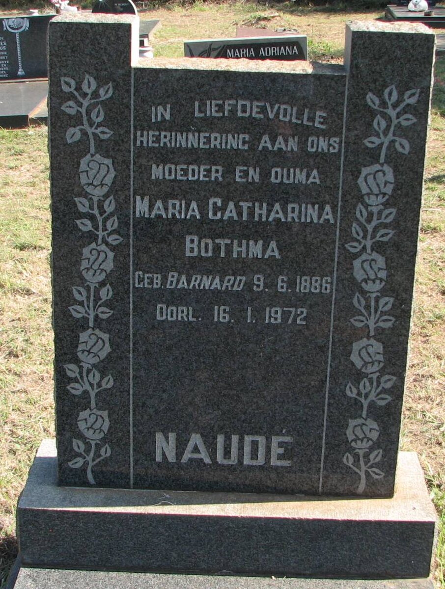 NAUDE Maria Catharina Bothma nee BARNARD 1886-1972