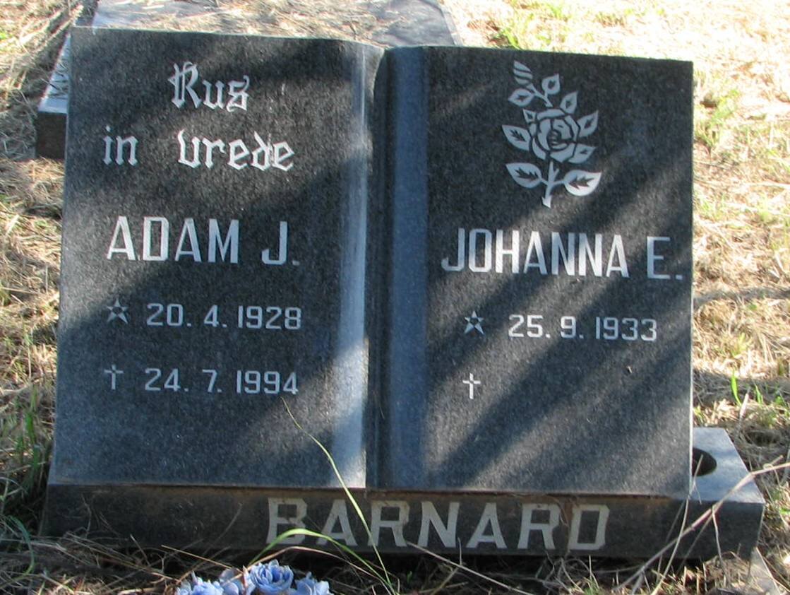 BARNARD Adam J. 1928-1994 &amp; Johanna E. 1933-
