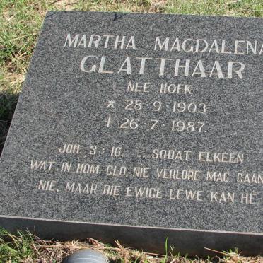 GLATTHAAR Martha Magdalena nee HOEK 1903-1987