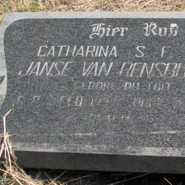 RENSBURG Catharina S.E.G., Janse van nee DU TOIT  