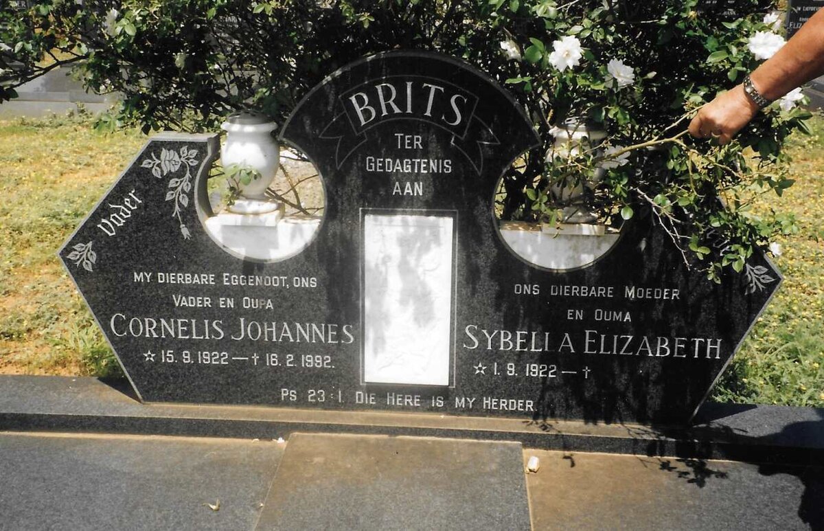 BRITS Cornelis Johannes 1922-1992 &amp; Sybelia Elizabeth 1922-
