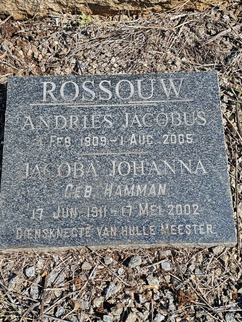 ROSSOUW Andries Jacobus 1909-2005 &amp; Jacoba Johanna HAMMAN 1911-2002