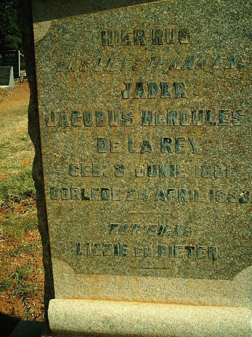 REY Jacobus Hercules, de la 1881-1933