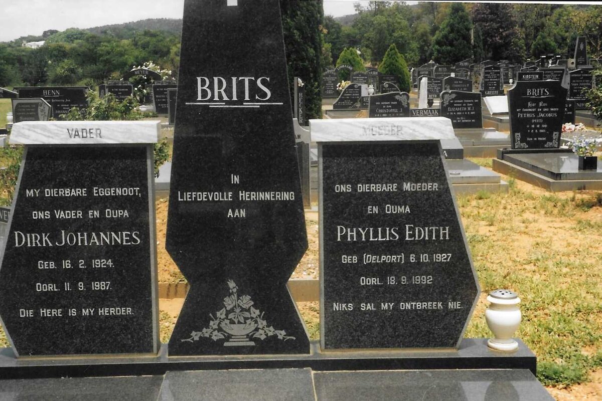 BRITS Dirk Johannes 1924-1987 &amp; Phyllis Edith DELPORT 1927-1992