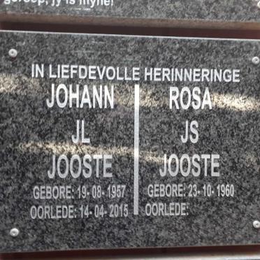 JOOSTE Johan J.L. 1957-2015 &amp; Rosa J.S. 1960-