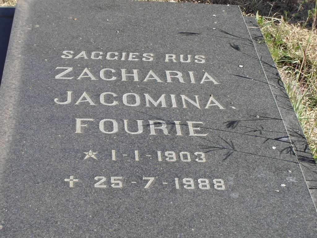 FOURIE Zacharia Jacomina 1903-1988