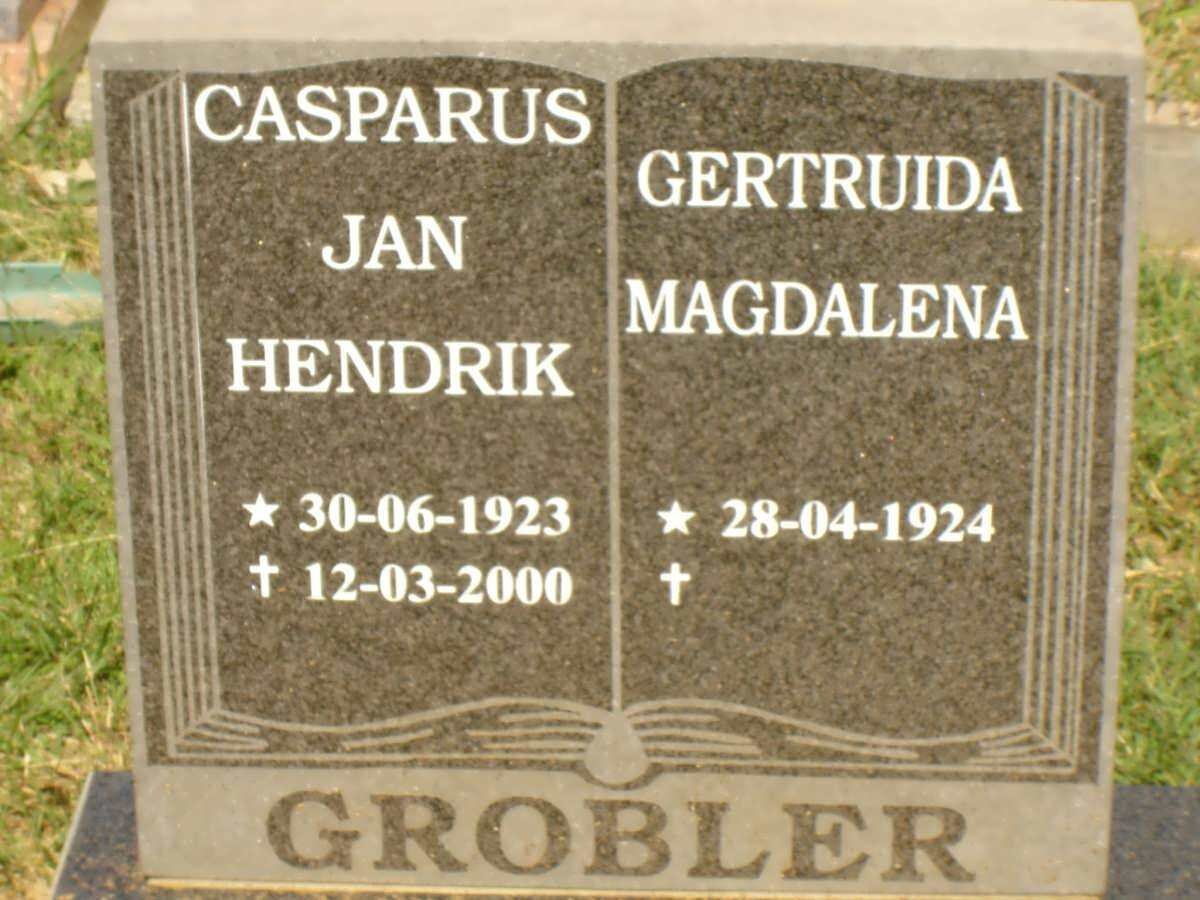 GROBLER Casparus Jan Hendrik 1923-2000 &amp; Gertruida Magdalena 1924-