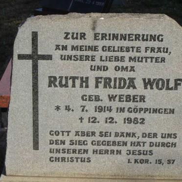 WOLF Ruth Frida nee WEBER 1914-1982