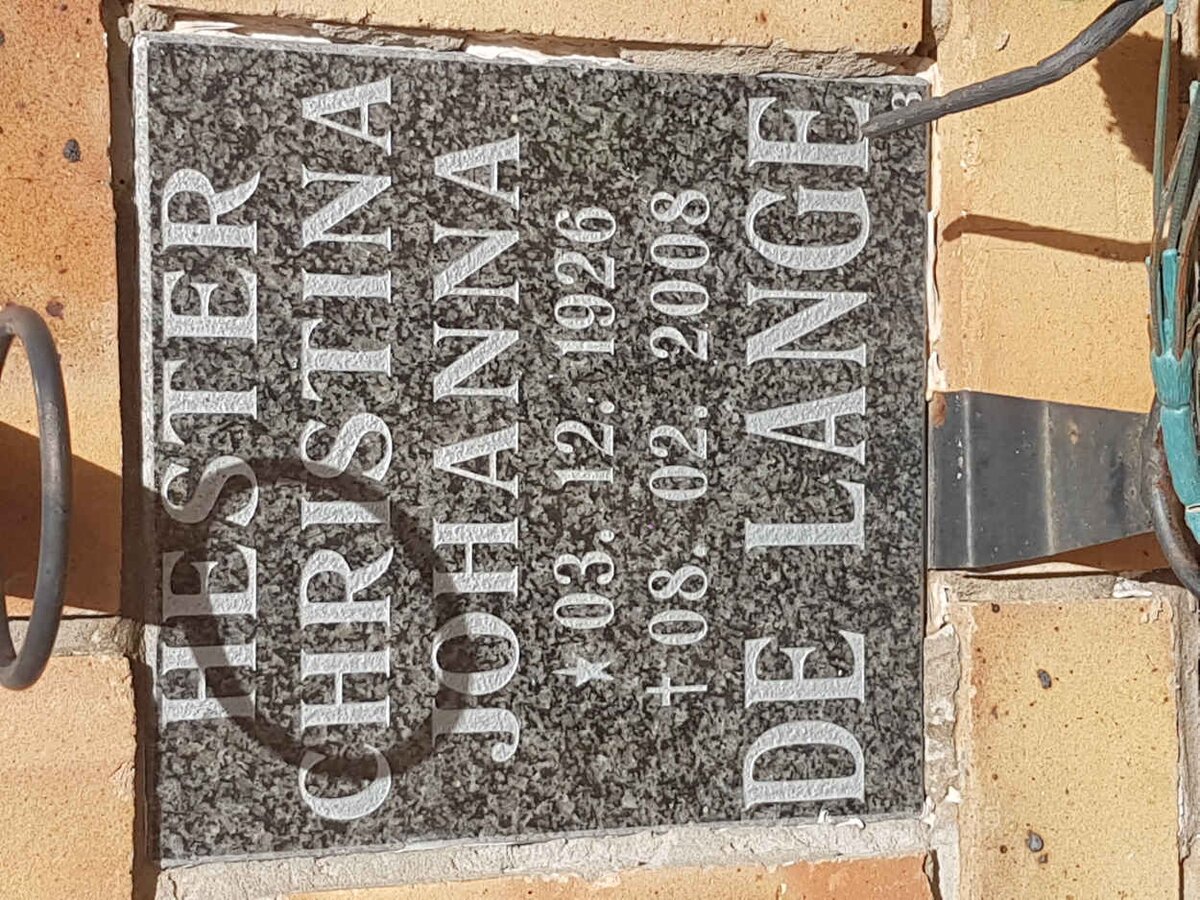 LANGE Hester Christina Johanna, de 1926-2008