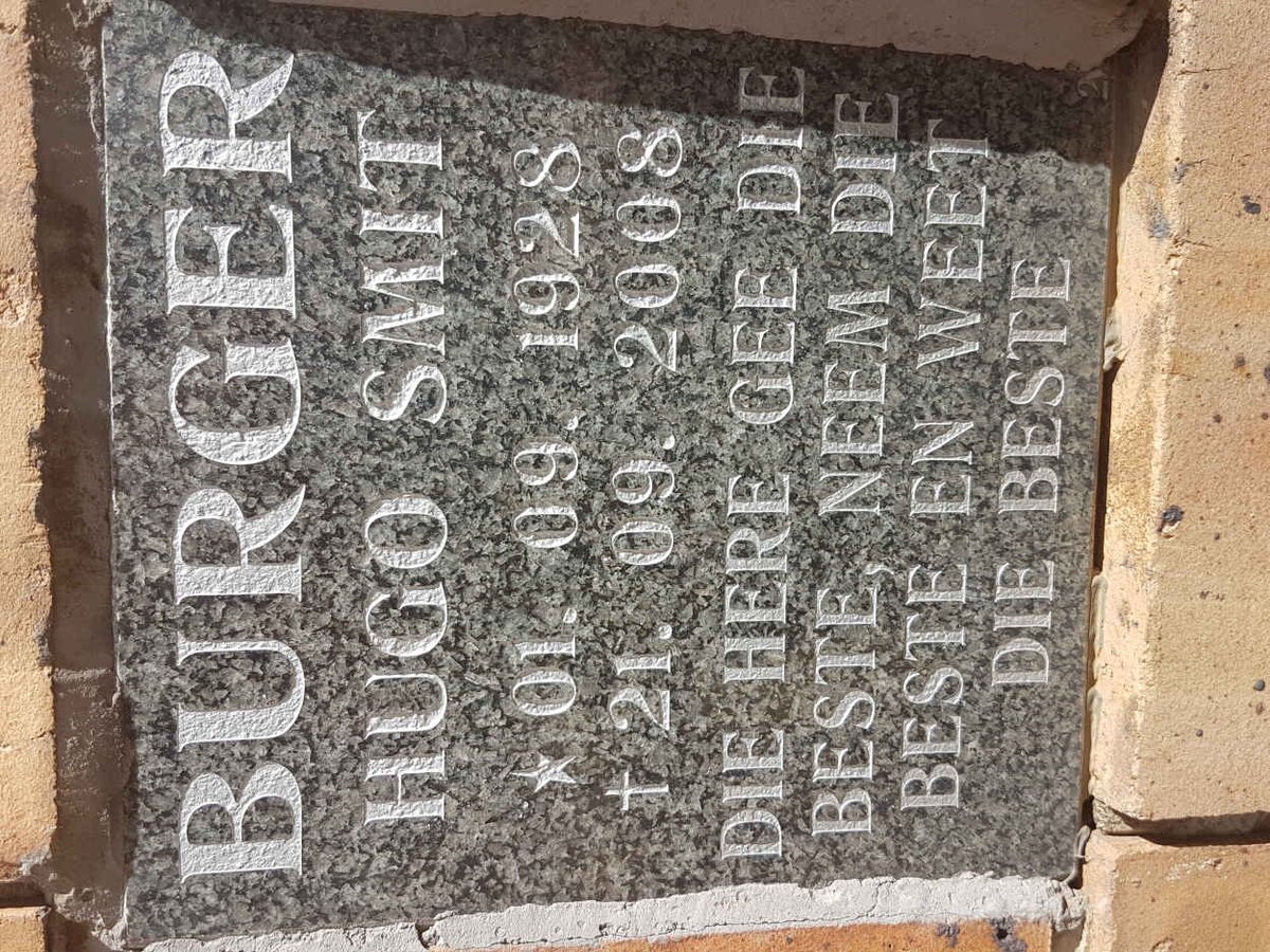 BURGER Hugo Smit 1928-2008