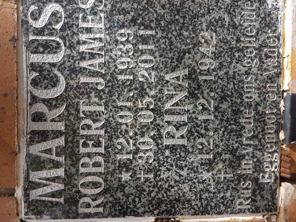 MARCUS Robert James 1939-2011 &amp; Rina 1942-