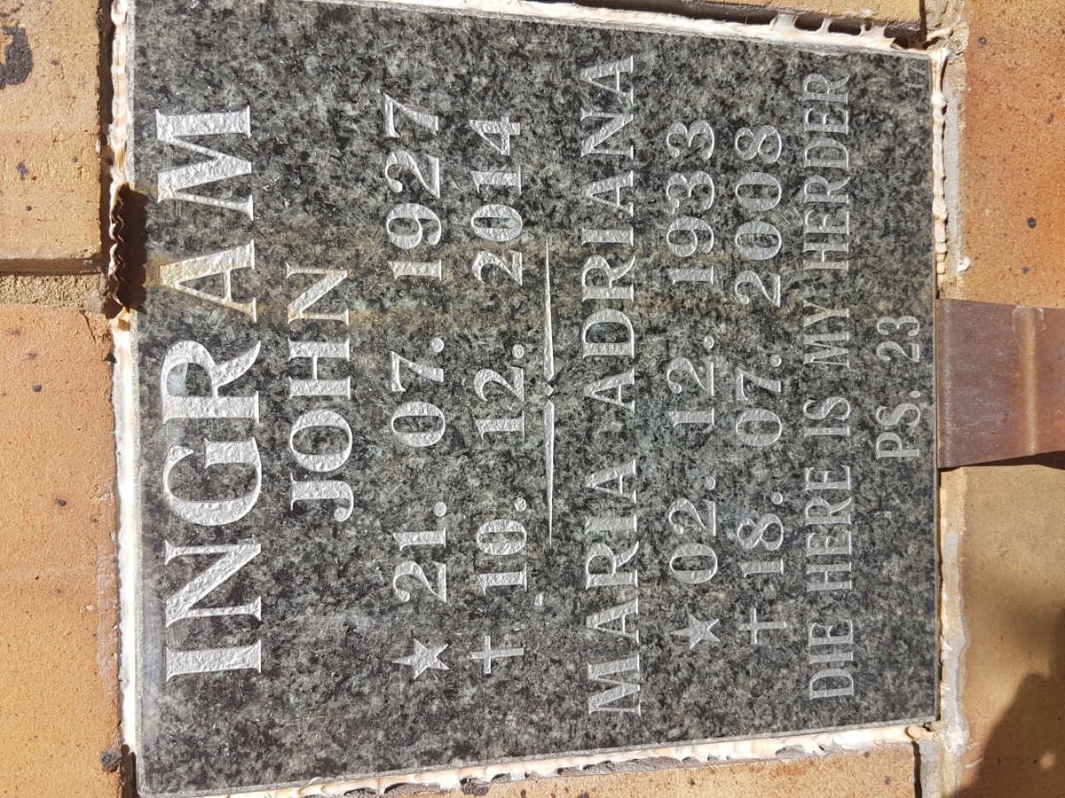 INGRAM John 1927-2014 &amp; Maria Adriana 1933-2008