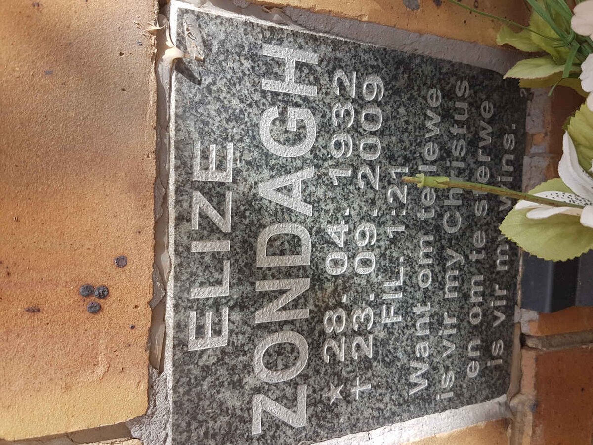 ZONDAGH Elize 1932-2009