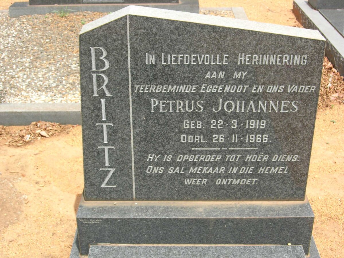 BRITTZ Petrus Johannes 1919-1966