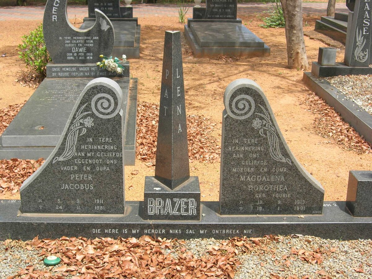BRAZER Peter Jacobus 1911-1981 &amp; Magdalena Dorothea 1913-1991