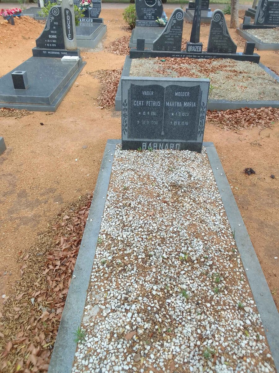 BARNARD Gert Petrus 1911-1990 &amp; Martha Maria 1923-1976