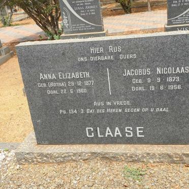 CLAASE Jacobus Nicolaas 1873-1956 &amp; Anna Elizabeth BOTHA 1877-1960